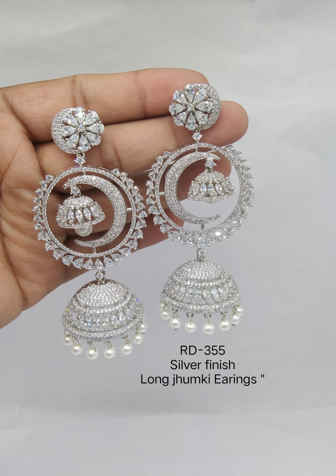 New Bridal Jhumka Earrings - Matte Gold Plated with American Diamond Stones  | Sasitrends