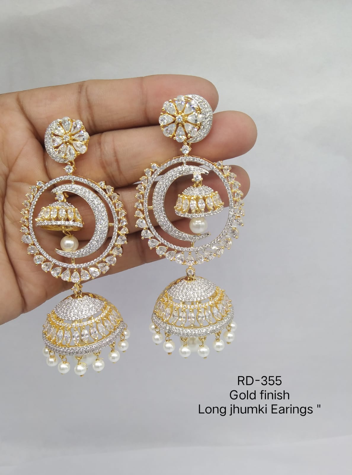 Radiant Charisma: American Diamond Jhumka Earrings for Timeless Glamour