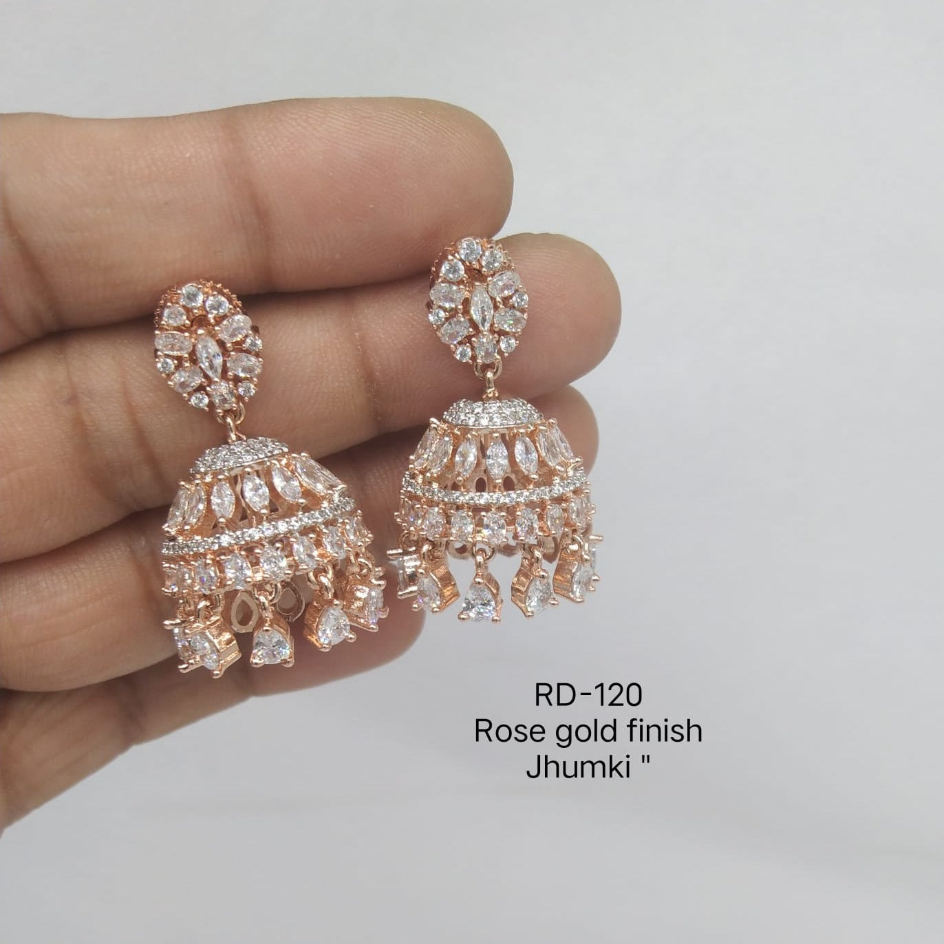 Whimsical Charm: American Diamond Small Jhumka Earrings Collection