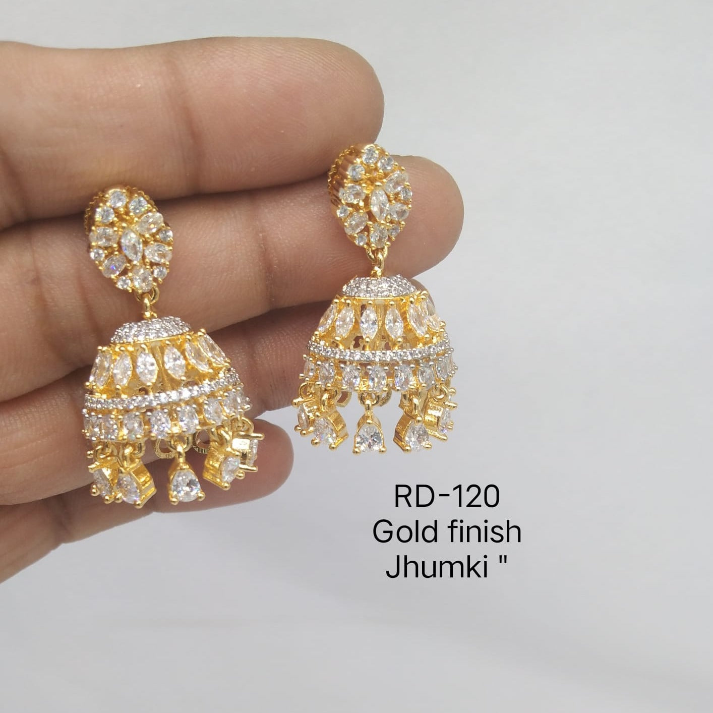 Gorgeous Gold Plated American Diamond Studs - South India Jewels