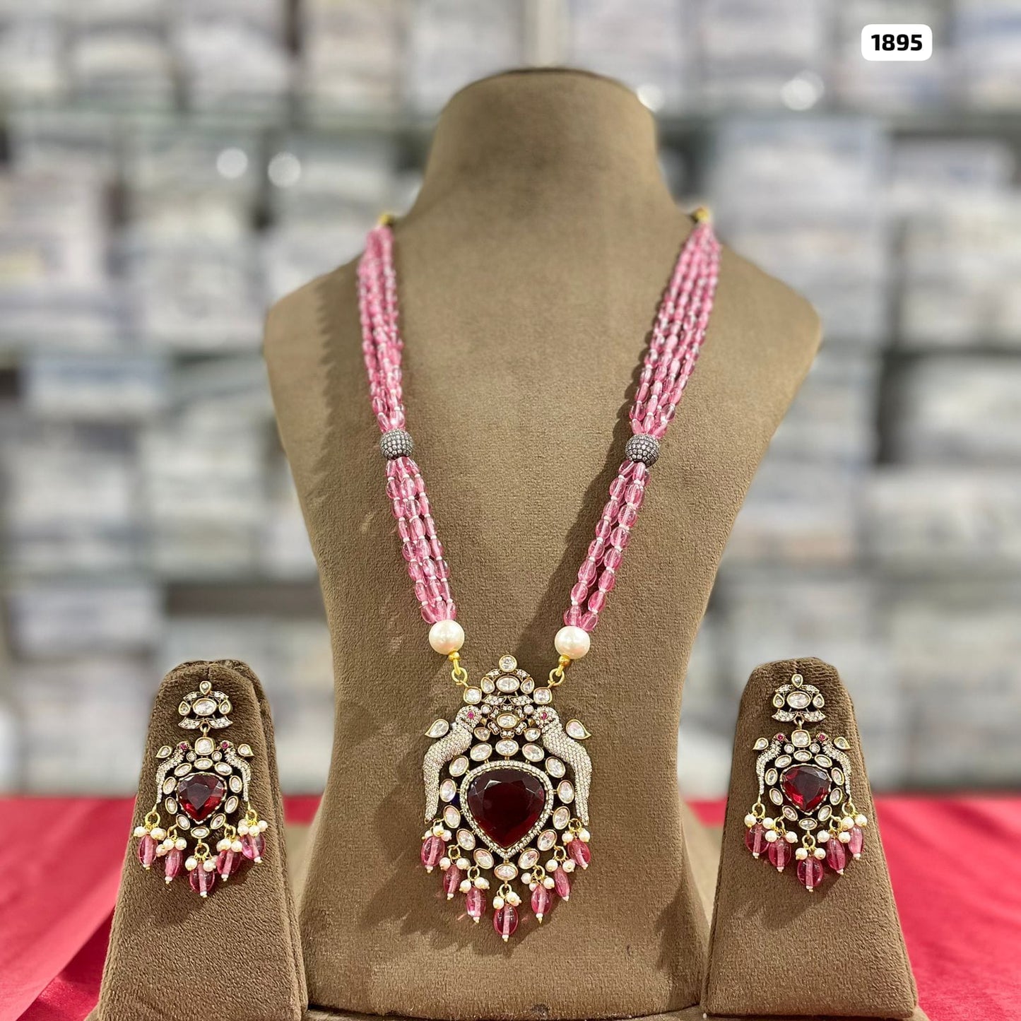 Elegance in Beads Victorian Pendant and Matching Earrings Set