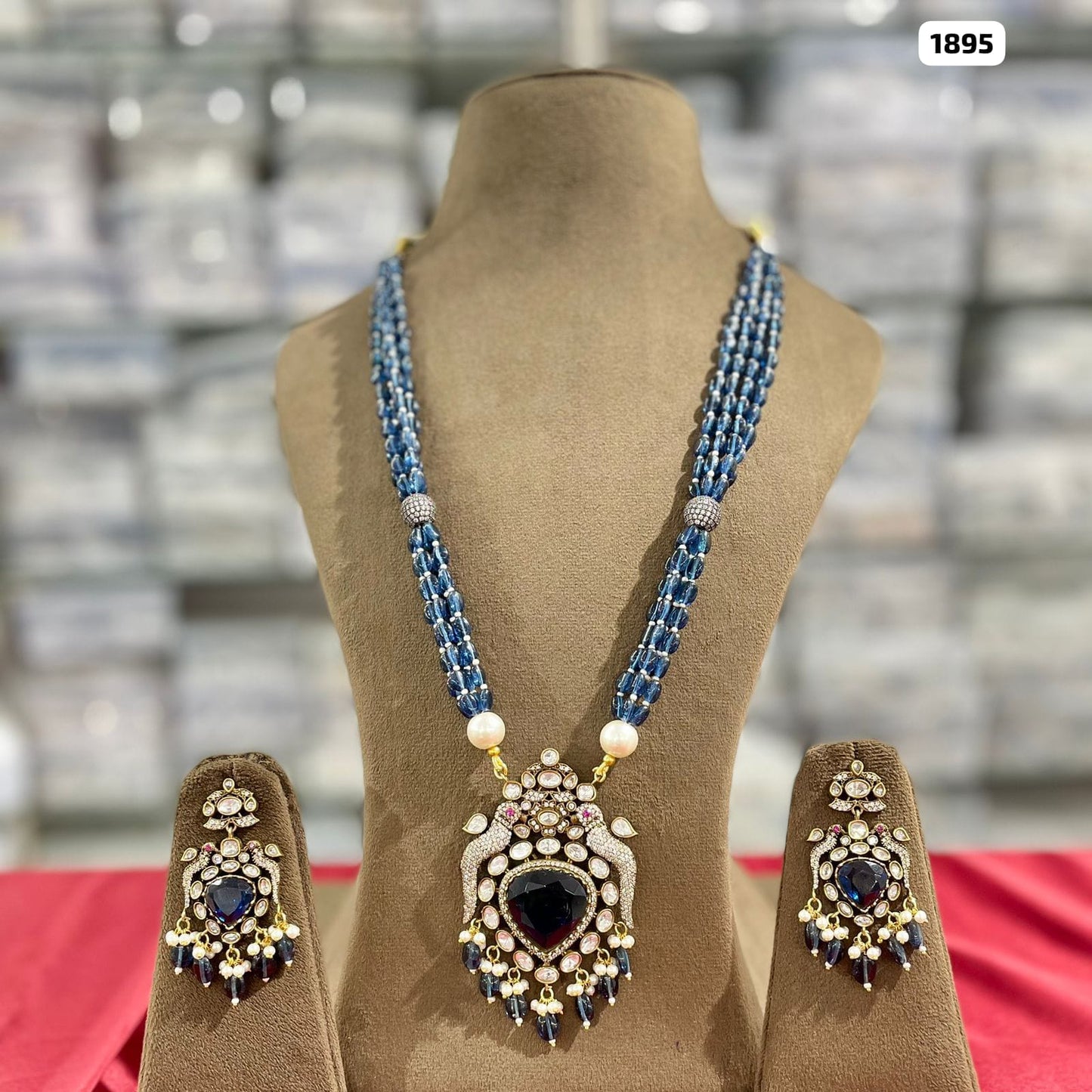 Elegance in Beads Victorian Pendant and Matching Earrings Set