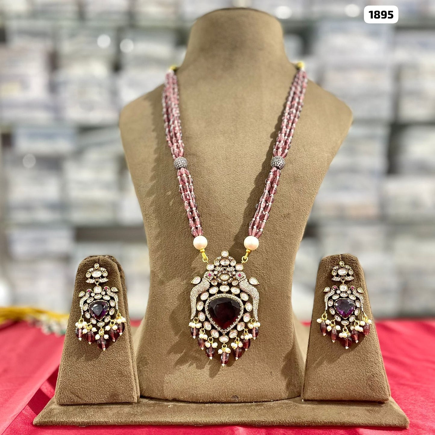 Elegance in Beads Victorian Pendant and Matching Earrings Set