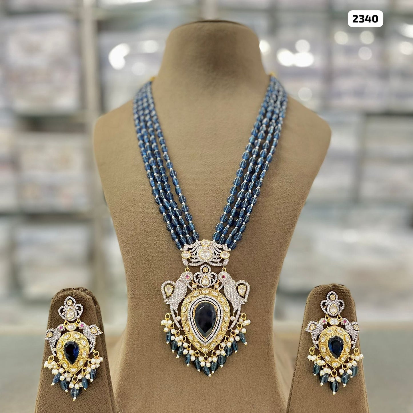 Elegance in Beads Victorian Pendant and Matching Earrings Set