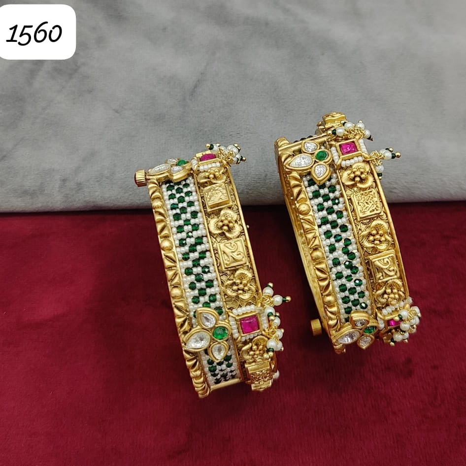 Gold-Plated Ruby Polki Openable Kadda , Indian jewelry , wedding jewelry,Rajwadi kaddaa