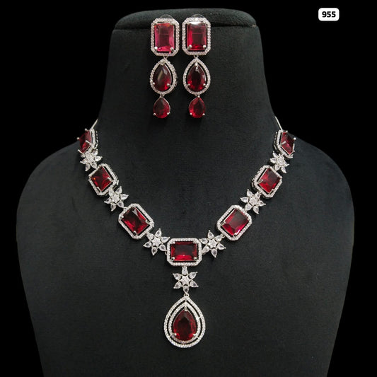 Allure in AD: Necklace and Earrings Diamond Jewelry Set
