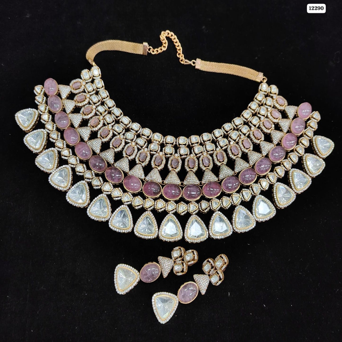 Sovereign Elegance: High Quality Polki Kundan Necklace Set with Matching Earrings