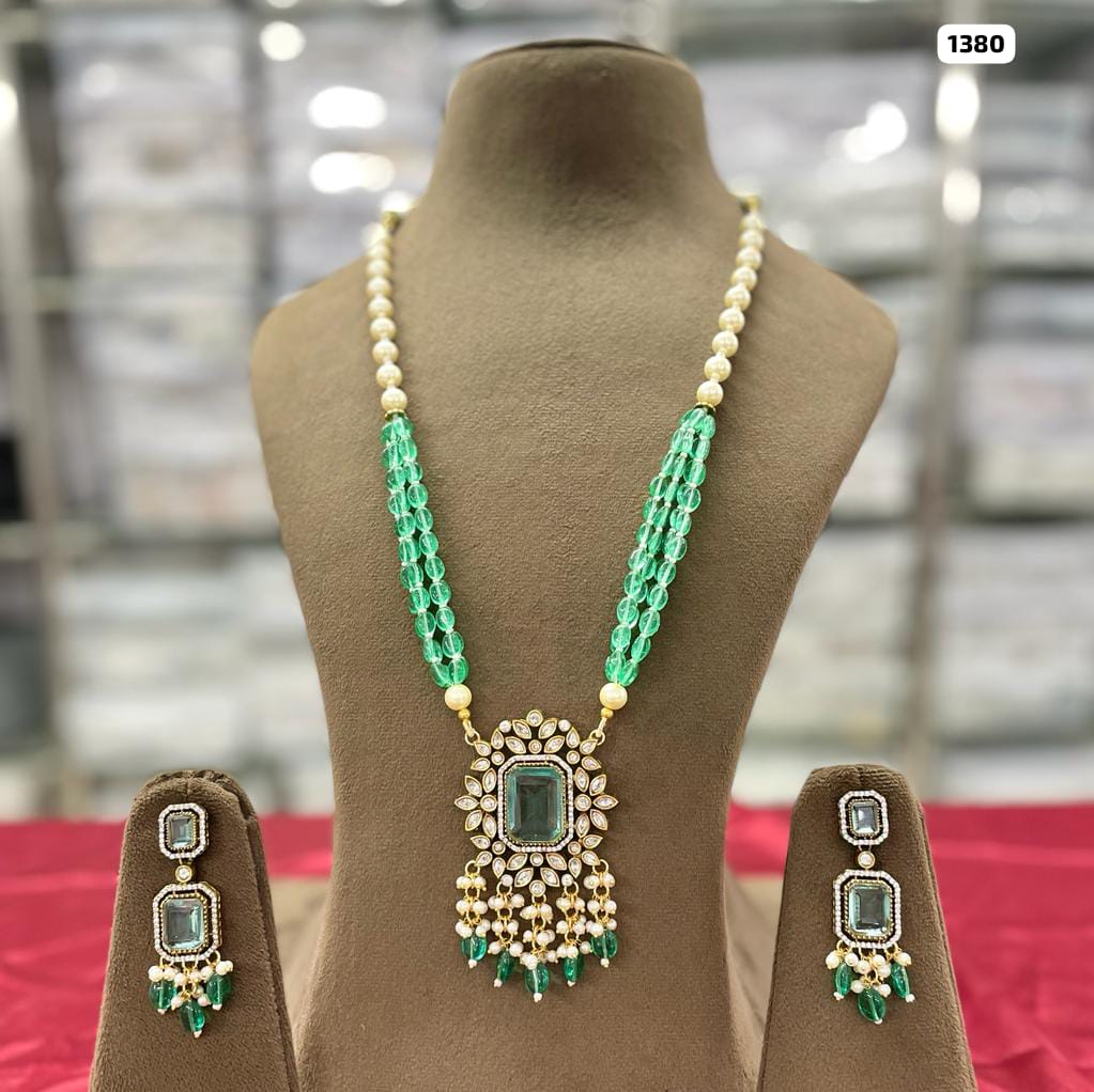 Regal Elegance, Kundan Doublet AD Stone Long Raani Haar Jewelry Set with Matching Earrings
