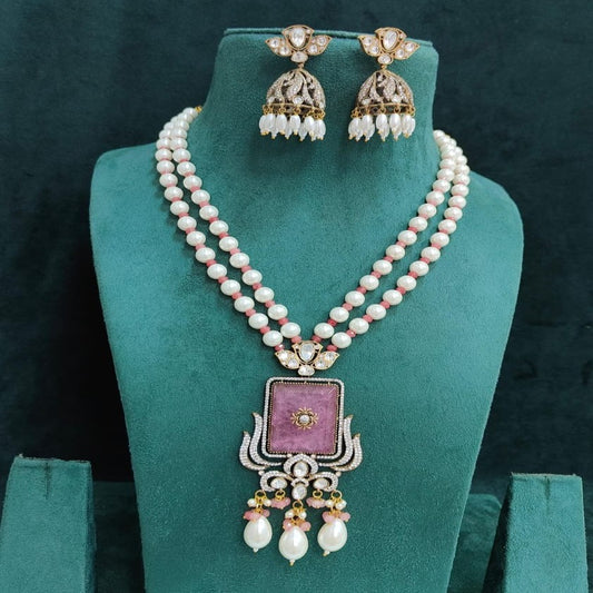 Exquisite Doublet Stone Pendant and Earrings Set, A Stunning Jewelry Ensemble, indian jewelry