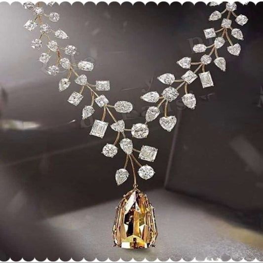 Dazzling Harmony, A Symphony of 6 American Diamonds in 1 Necklace with Perfectly Matched Earrings Ensemble