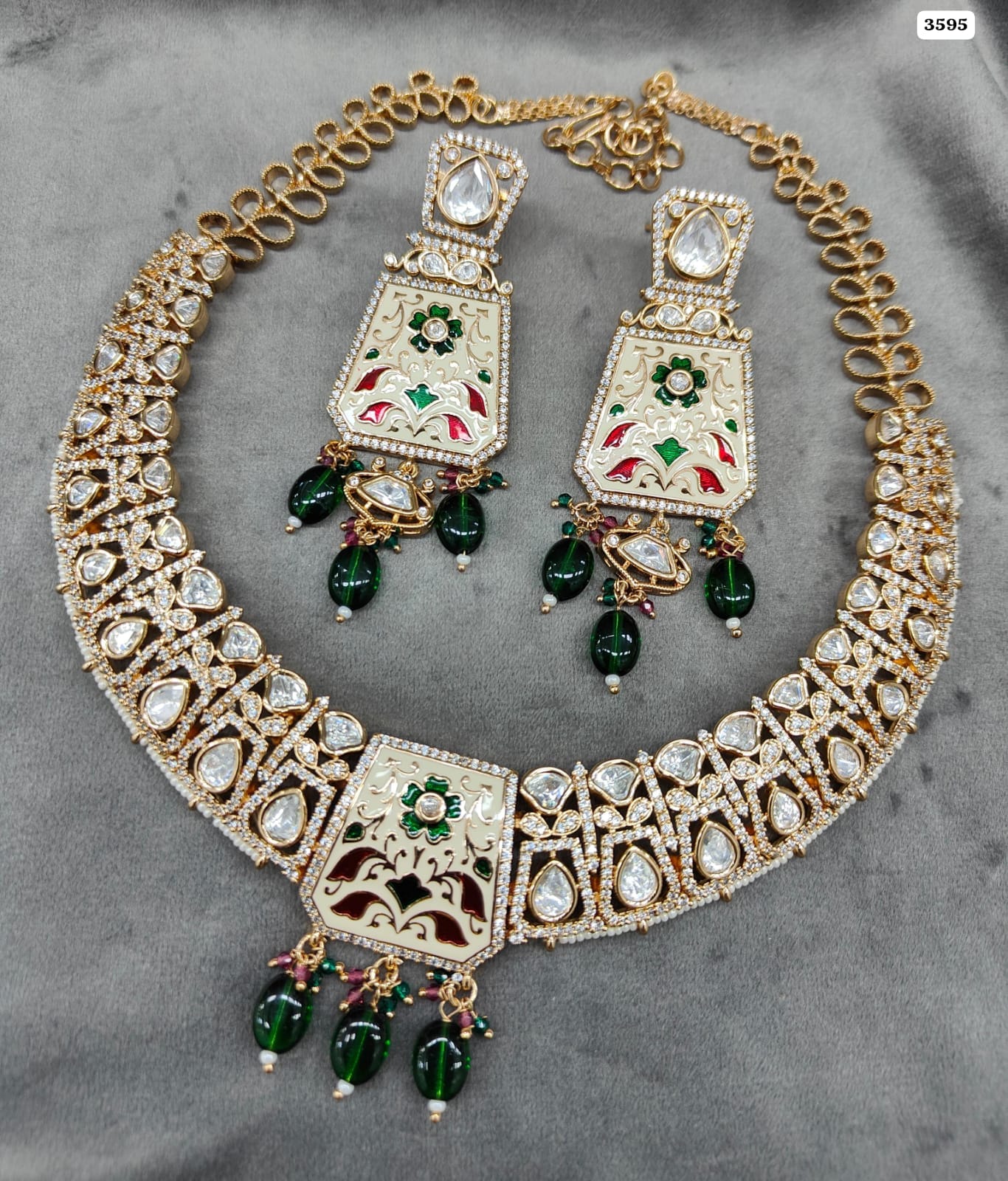 Radiant Elegance: Golden Polish Necklace Set with Matching Earrings