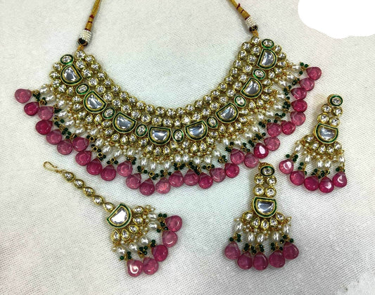 Handcrafted Kundan Choker Set with Earrings and Maangtikka by Sagunittu—Elevate Your Elegance!