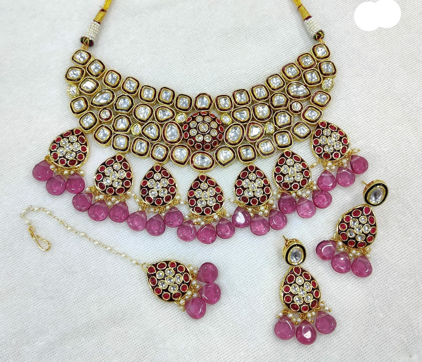 Handcrafted Kundan Choker Set with Earrings and Maangtikka by Sagunittu