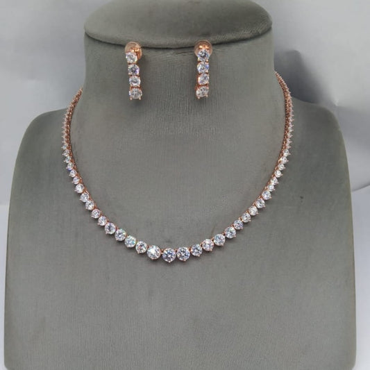 Diamonds and Dreams: American Diamond Necklace Set with Earrings