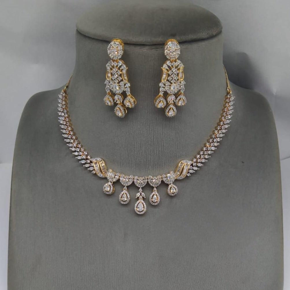 American Diamond Necklace Set with Sparkling Earrings