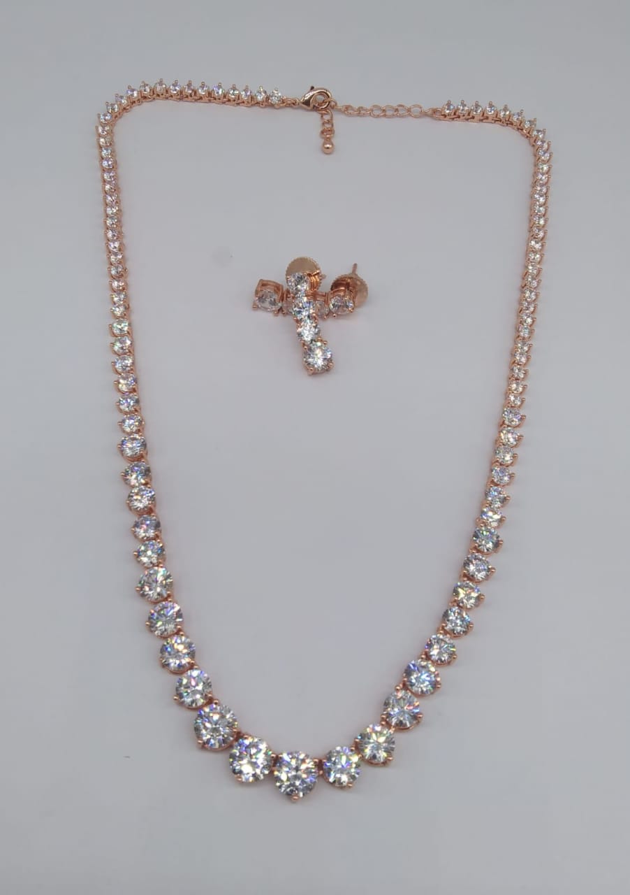 Diamonds and Dreams: American Diamond Necklace Set with Earrings