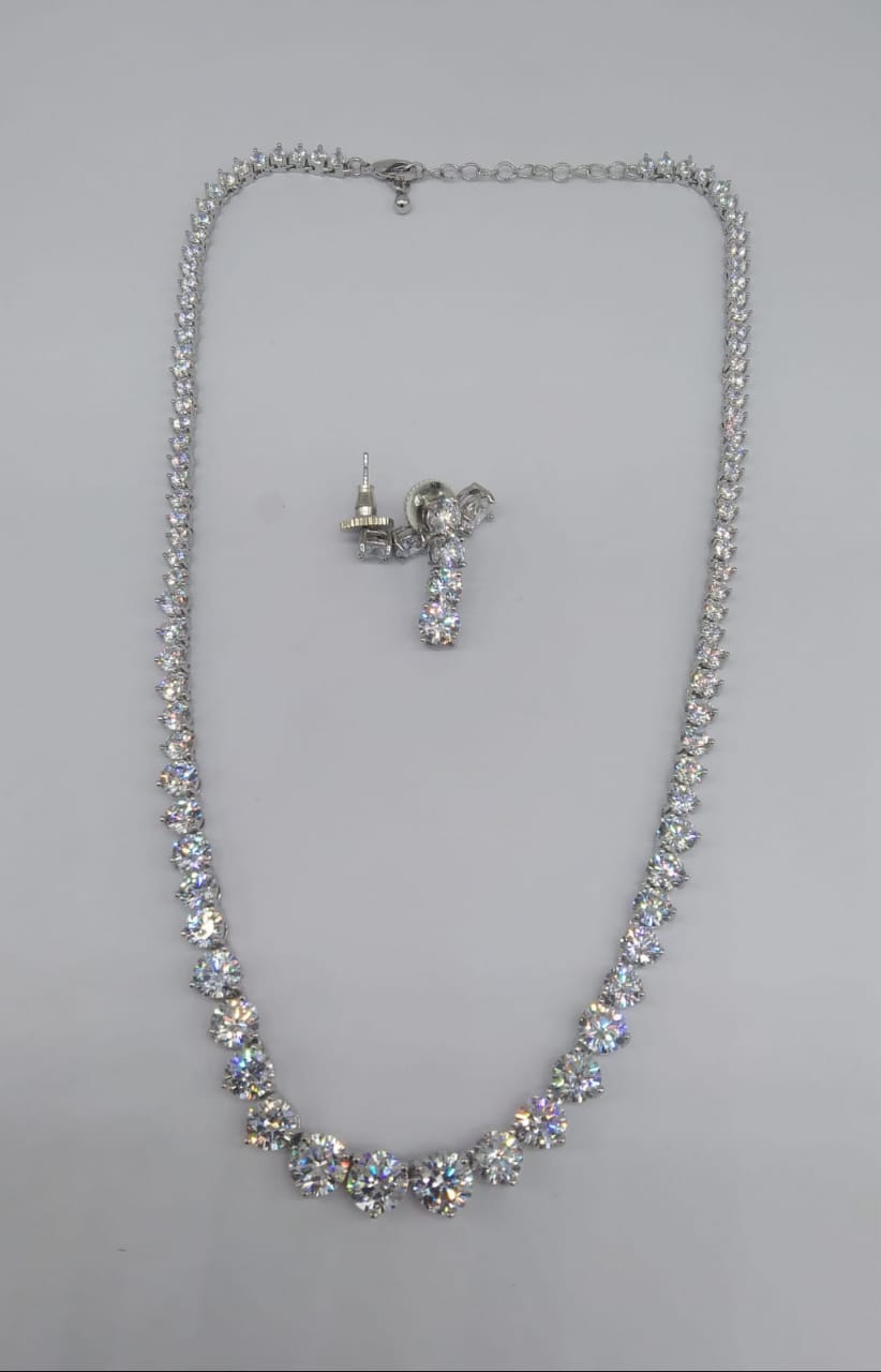 Diamonds and Dreams: American Diamond Necklace Set with Earrings