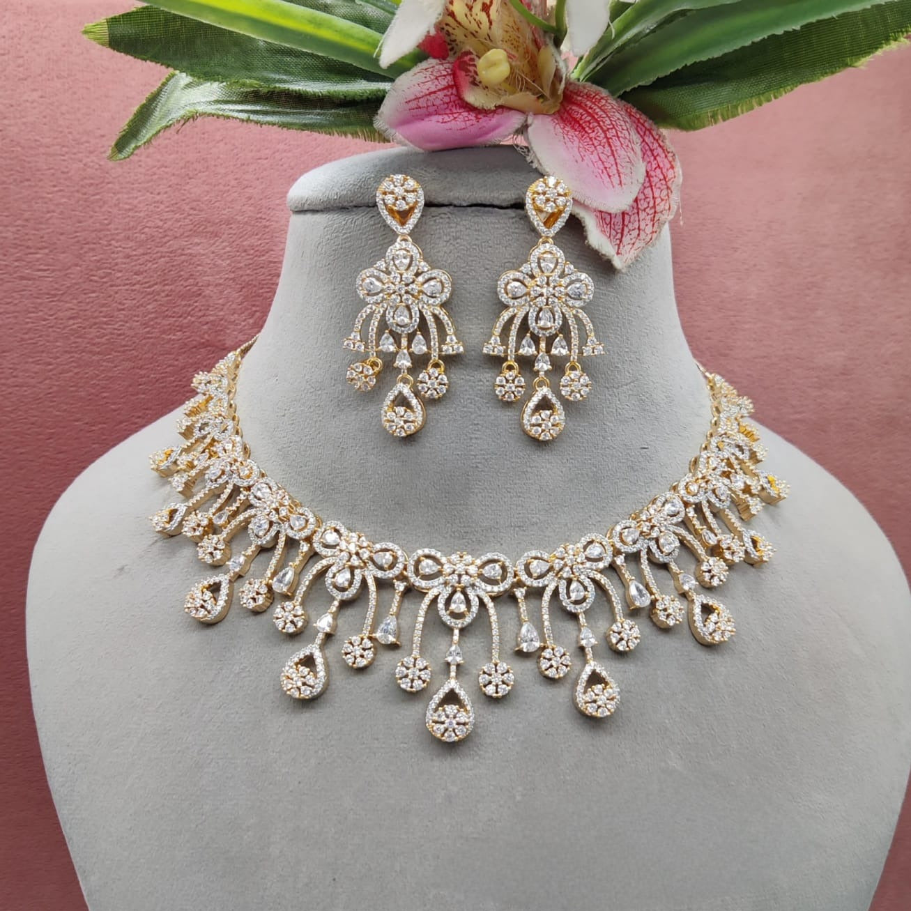 Dazzling Elegance: American Diamond Small Necklace for Your Wedding Ensemble
