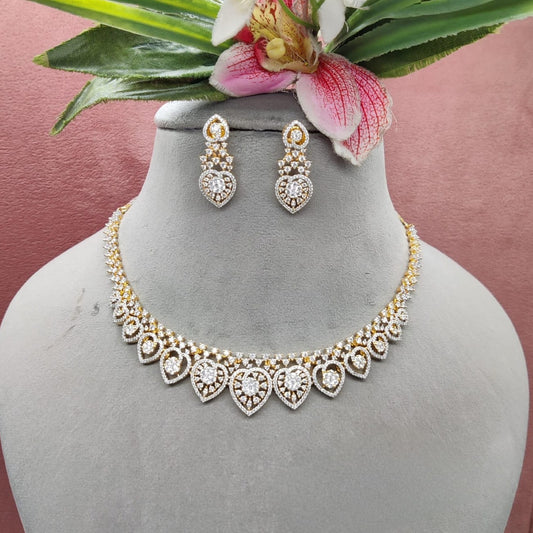 High-Quality American Diamond Necklace Set, reception jewellery , bridal ceremony set