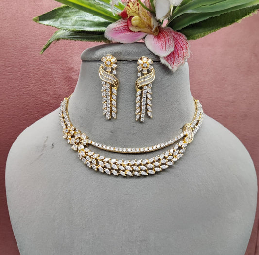 High-Quality American Diamond Necklace Set , wedding Jewellery , Reception Jewellery