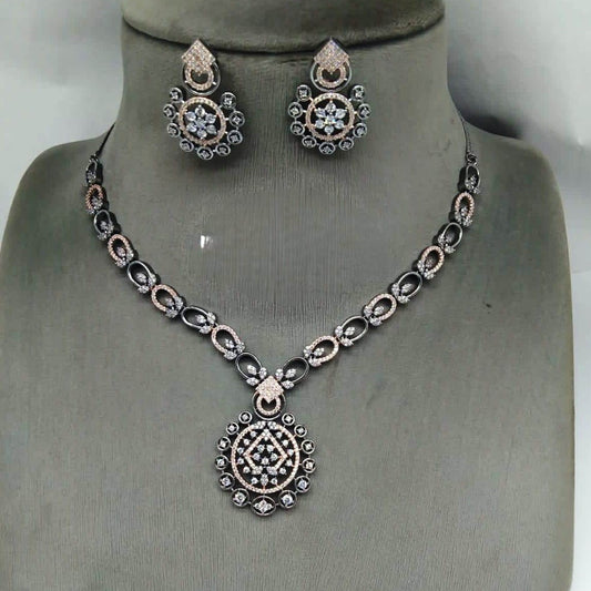 Glamour in Gleam: American Diamond Necklace Set with Matching Earrings