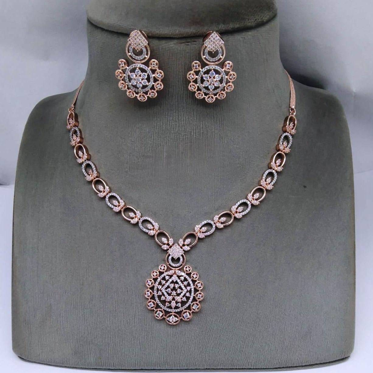 Glamour in Gleam: American Diamond Necklace Set with Matching Earrings