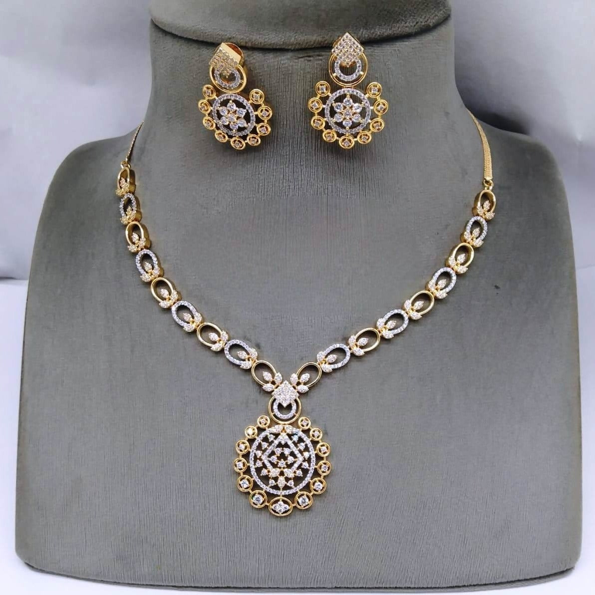 Glamour in Gleam: American Diamond Necklace Set with Matching Earrings