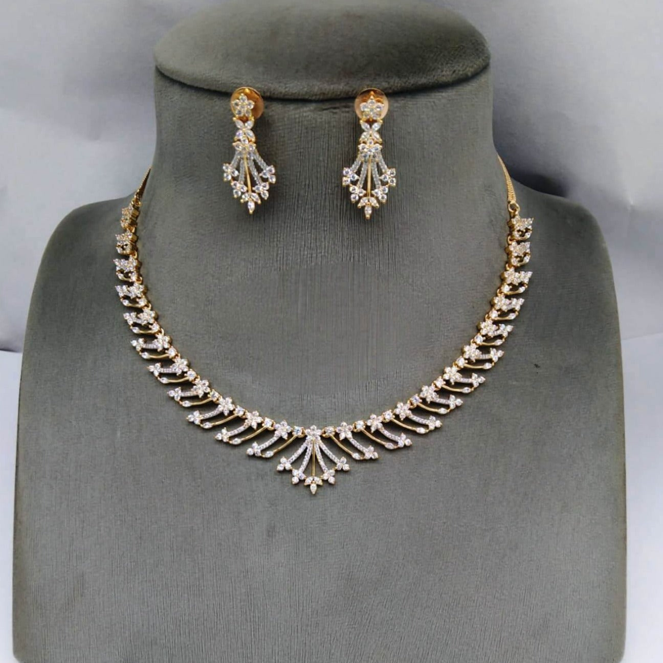 Celestial Charm: American Diamond Necklace and Earrings Set , occassion jewellery,partywear jewellery, wedding jewellery