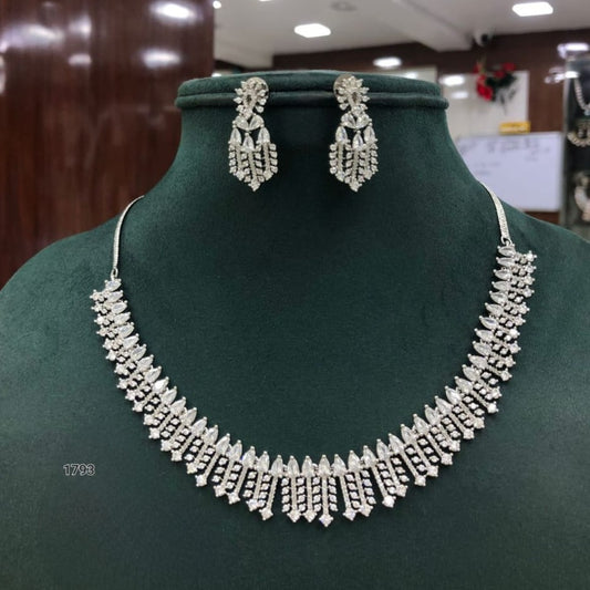 High-Quality American Diamond Small Necklace Set with Matching Earrings