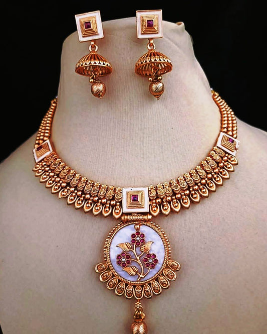 Artistry Unveiled: Halsi Elegance Necklace , Gold Plated jewellery, indian jewellery