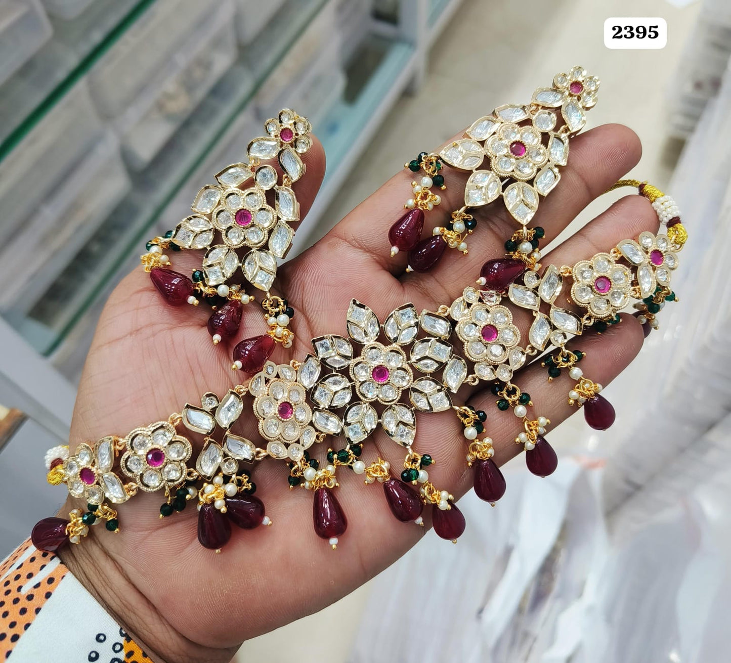 Polki Kundan Necklace Set with Dazzling Earrings