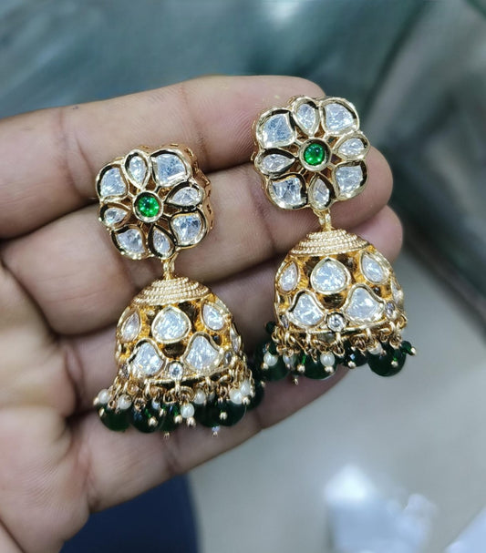 Sagunittujewel: High-Quality Pachi Kundan Jhumka Earrings - Exquisite Kundan Jewelry
