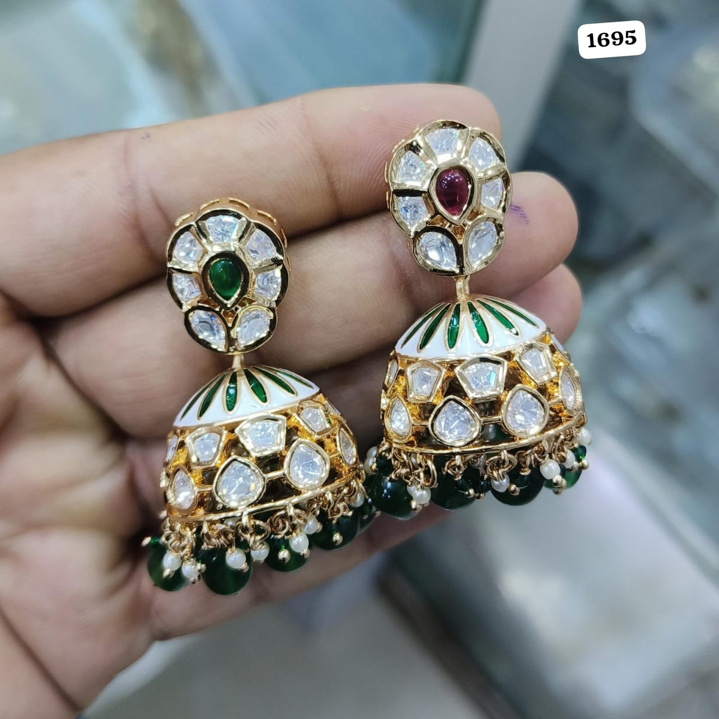 Sagunittujewel: High-Quality Pachi Kundan Jhumka Earrings - Exquisite Kundan Jewelry