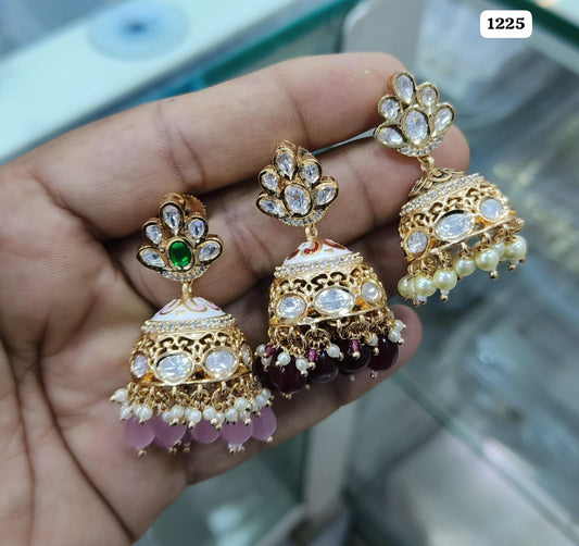 Sagunittujewel: High-Quality Pachi Kundan Jhumka Earrings , indian jewellery , kundan jewellery