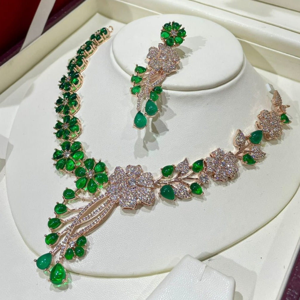 Sagunittujewel's American Diamond Necklace Set with Earrings