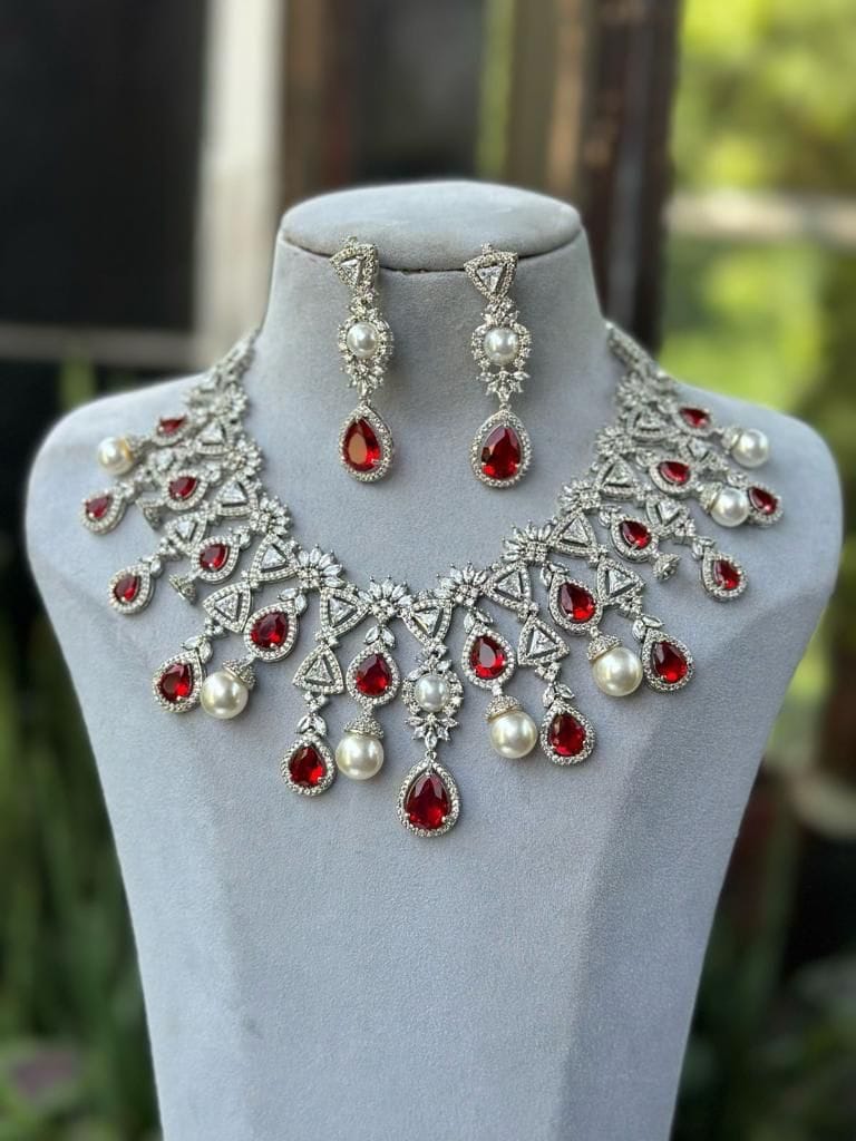 Sagunittu's Full Bridal American Diamond Necklace Set