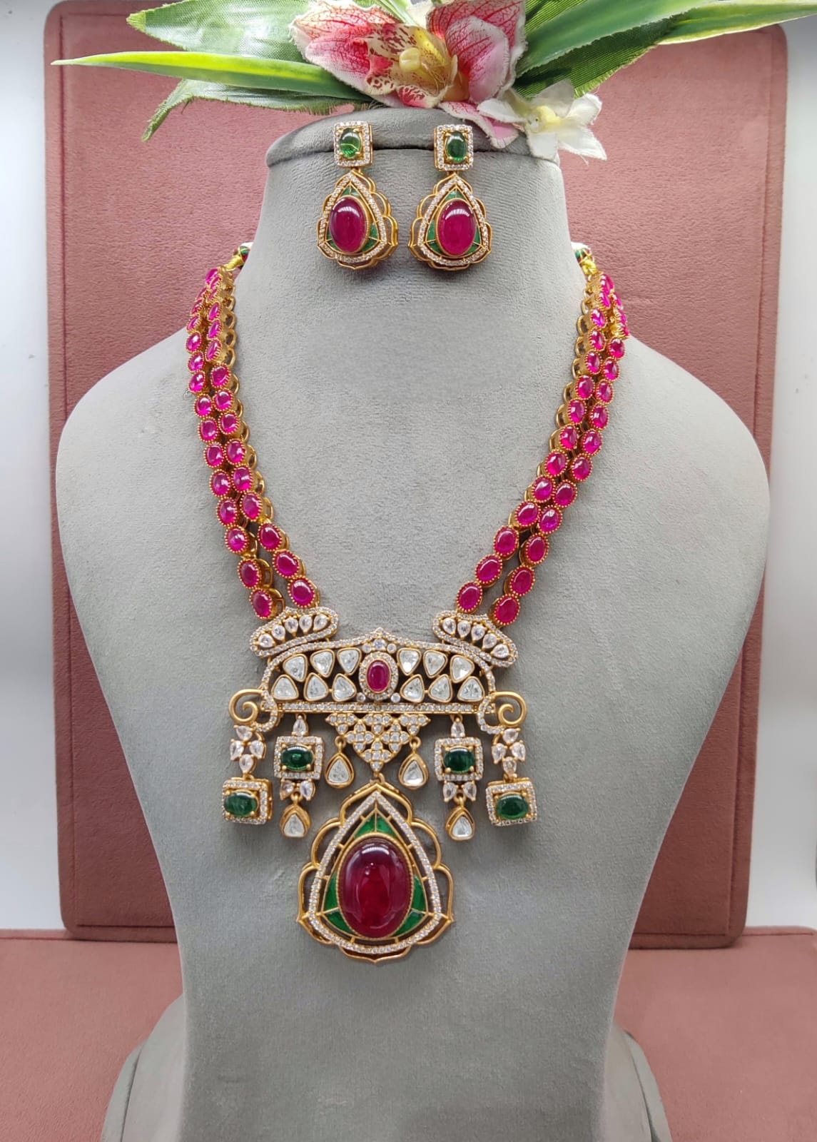 Premium Kundan Long Choker Set with Earrings - Luxurious Jewelry