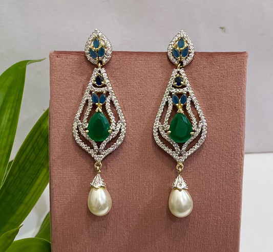 American Diamond Earrings jewellery , indian earrings , cz earrings set