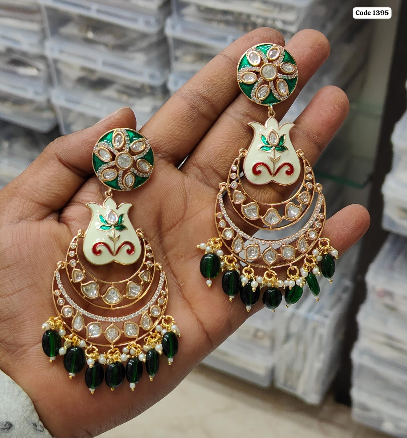 Royal Radiance: Handpainted Meenakari Kundan Earrings