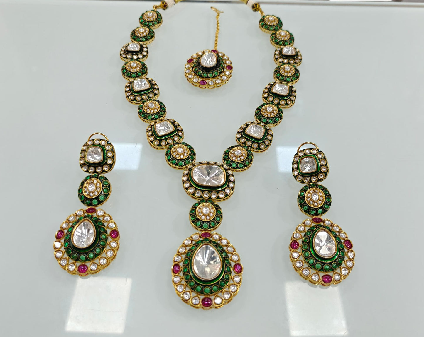 High-Quality Kundan Pendant Necklace Set with Earrings jewelry set , Indian Jewelry
