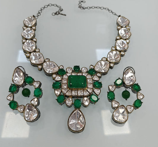 Exquisite Kundan Necklace Set with Earrings , Indian Jewelry , kundan jewelry