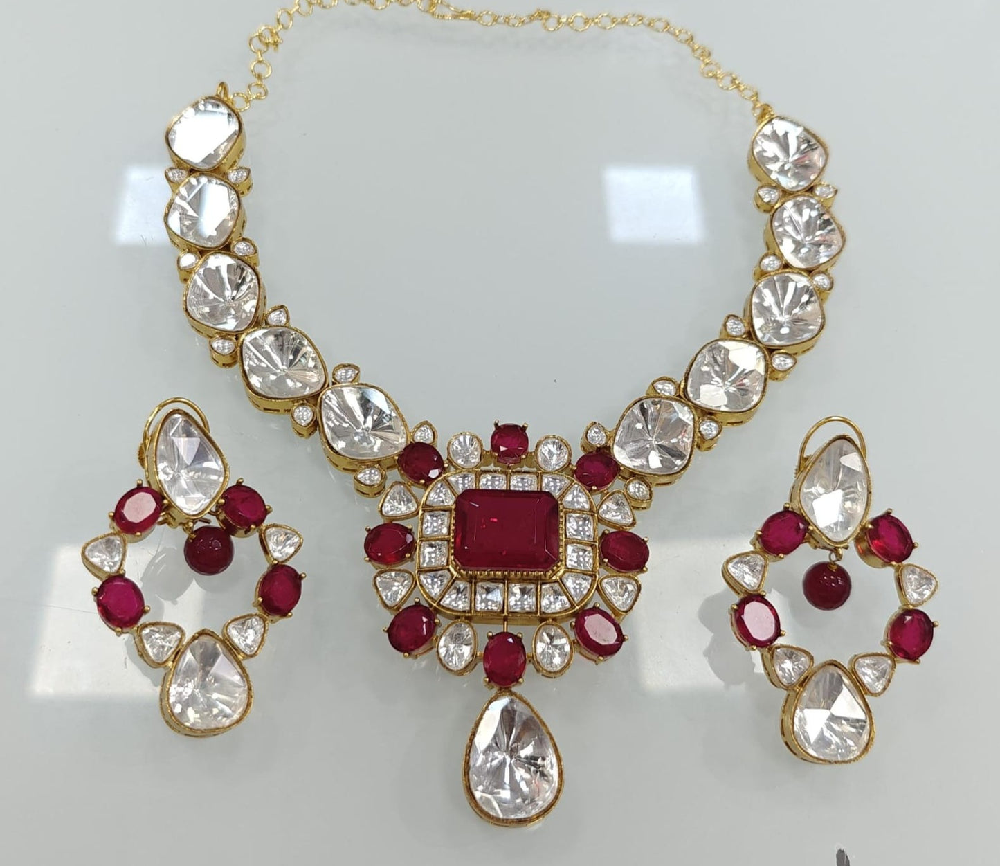 Exquisite Kundan Necklace Set with Earrings , Indian Jewelry , kundan jewelry