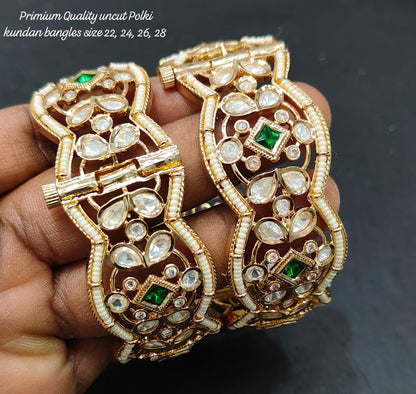 Premium Quality Uncut Polki Kundan Bangles Set , Exquisite Traditional Jewelry , Uncut Polki Bangles,Traditional Jewelry