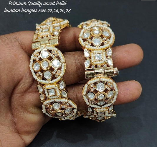 Premium Quality Uncut Polki Kundan Bangles Set , Exquisite Traditional Jewelry , Uncut Polki Bangles,Traditional Jewelry