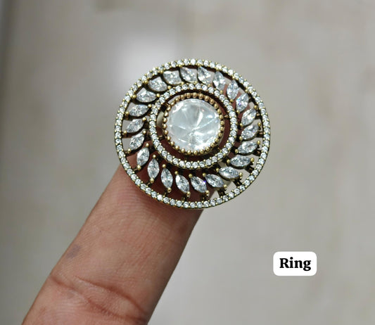 Exquisite Uncut Polki Kundan Adjustable Ring ,  A Timeless Masterpiece , Kundan Jewelry , Adjustable Ring