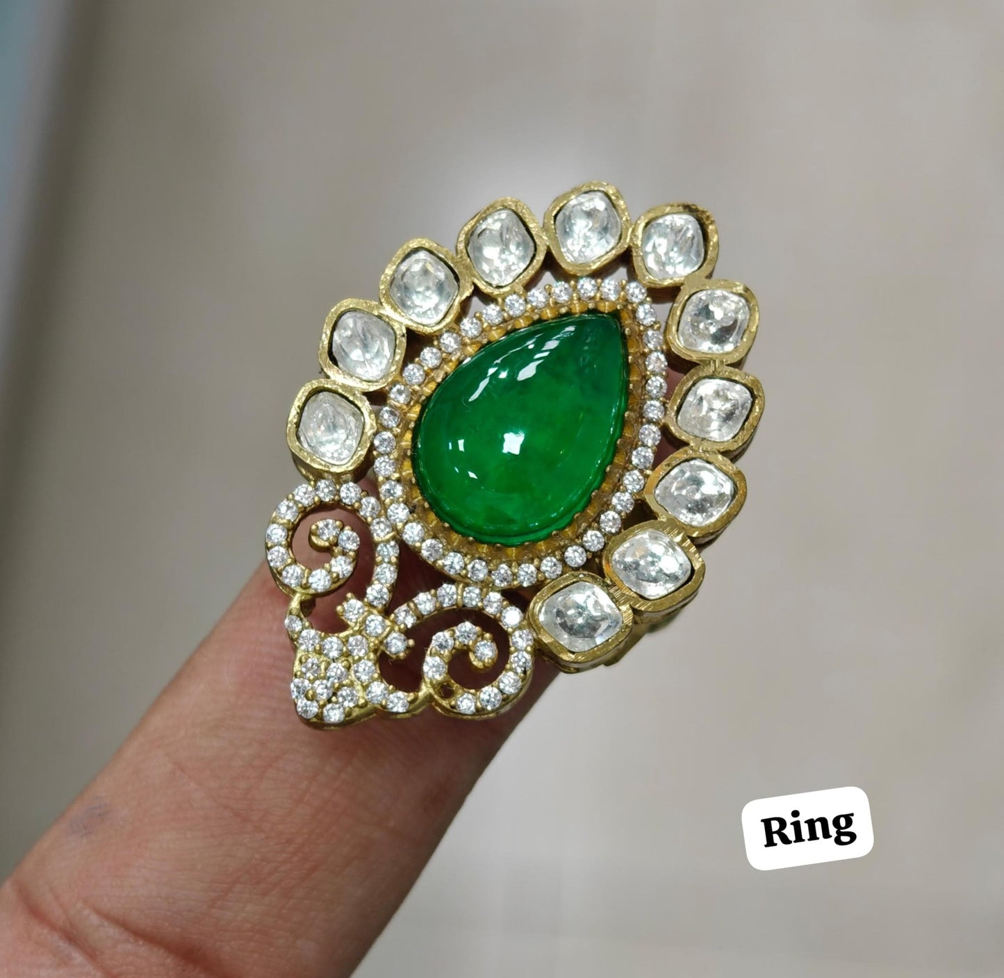 Premium Quality Tyaani Kundan Engagement Ring: Exquisite Bridal Jewelry , Kundan Jewelry , Kundan wedding Ring