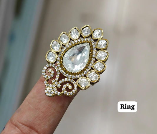 Premium Quality Tyaani Kundan Engagement Ring: Exquisite Bridal Jewelry , Kundan Jewelry , Kundan wedding Ring