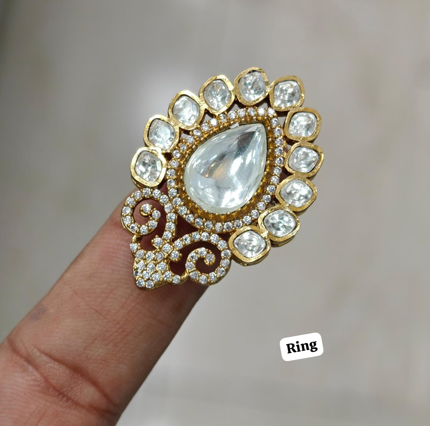 Premium Quality Tyaani Kundan Engagement Ring: Exquisite Bridal Jewelry , Kundan Jewelry , Kundan wedding Ring