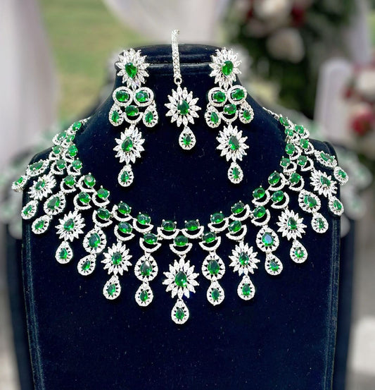 Exquisite High-Quality American Diamond Necklace Set with Matching Earrings