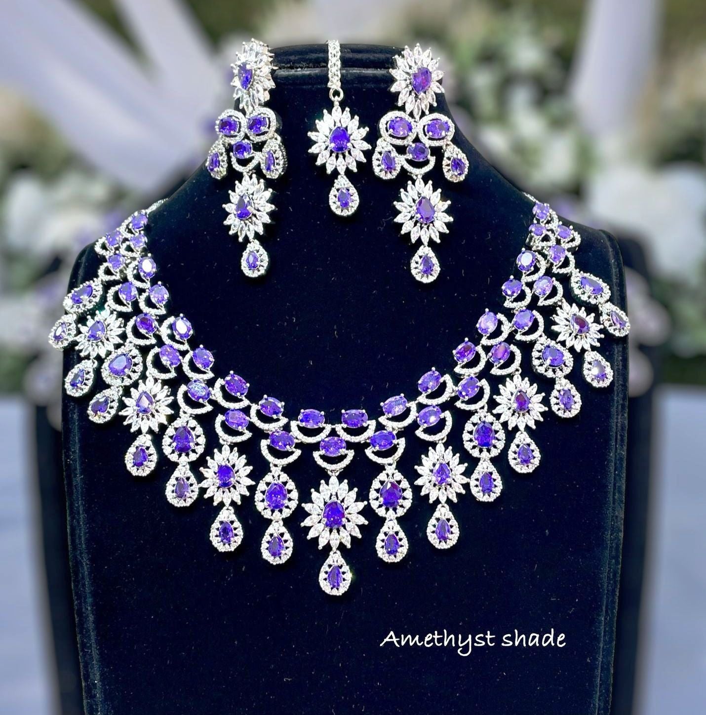 Exquisite High-Quality American Diamond Necklace Set with Matching Earrings